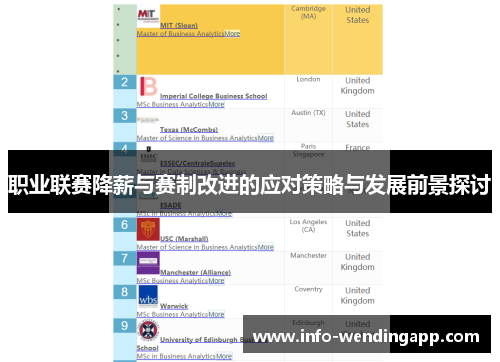 职业联赛降薪与赛制改进的应对策略与发展前景探讨